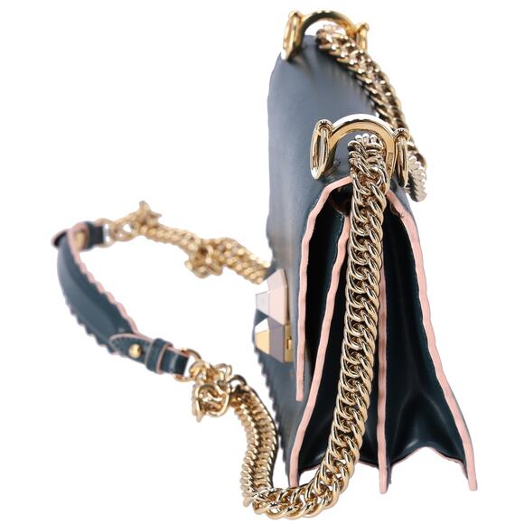 FENDI Mini Kan I Shoulder Bag 8M0381-A18Q Green Leather - Picture 2 of 7